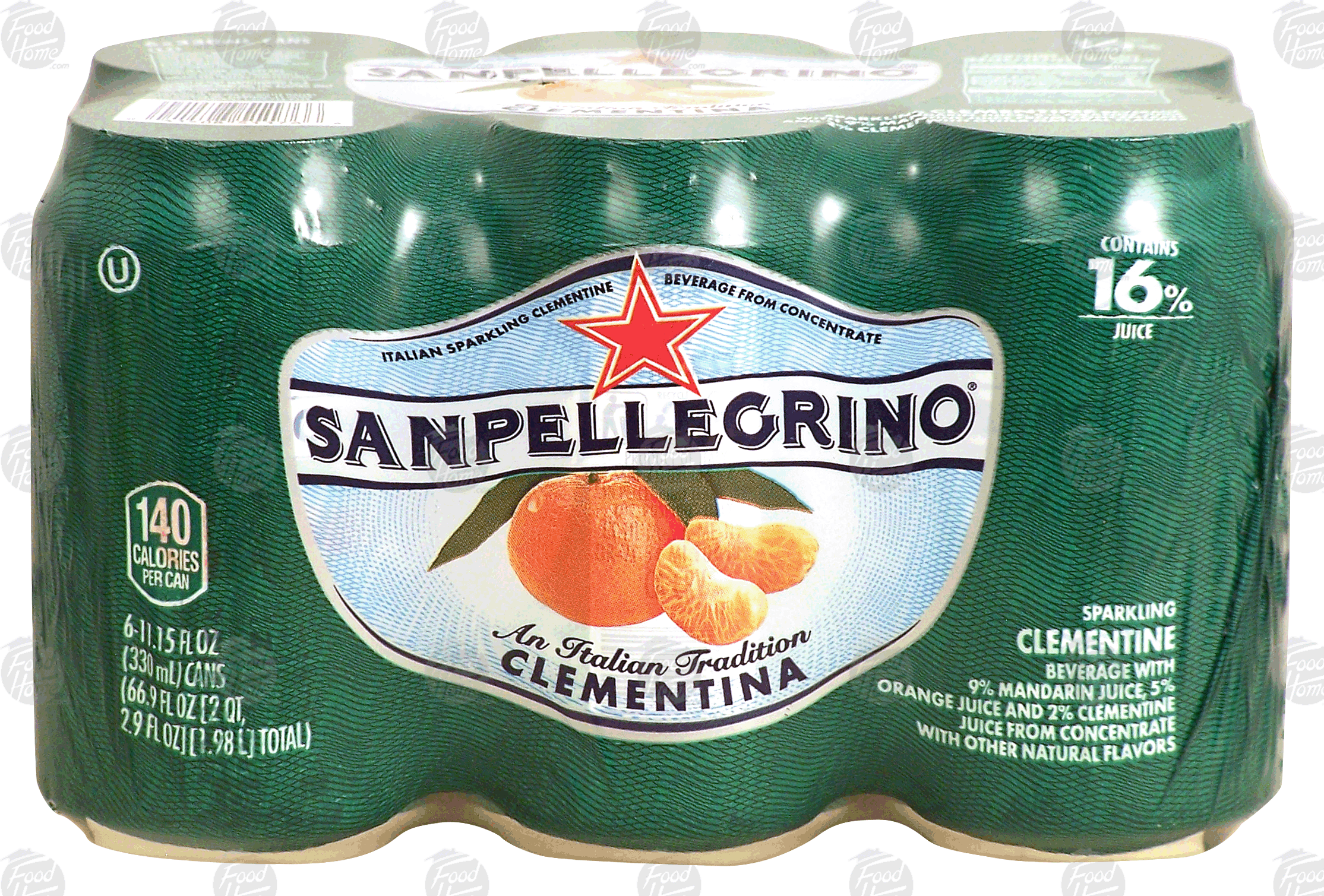 Sanpellegrino  clementina; sparkling clementine beverage from concentrate, 16% juice, 6- 11.15 fl oz cans Full-Size Picture